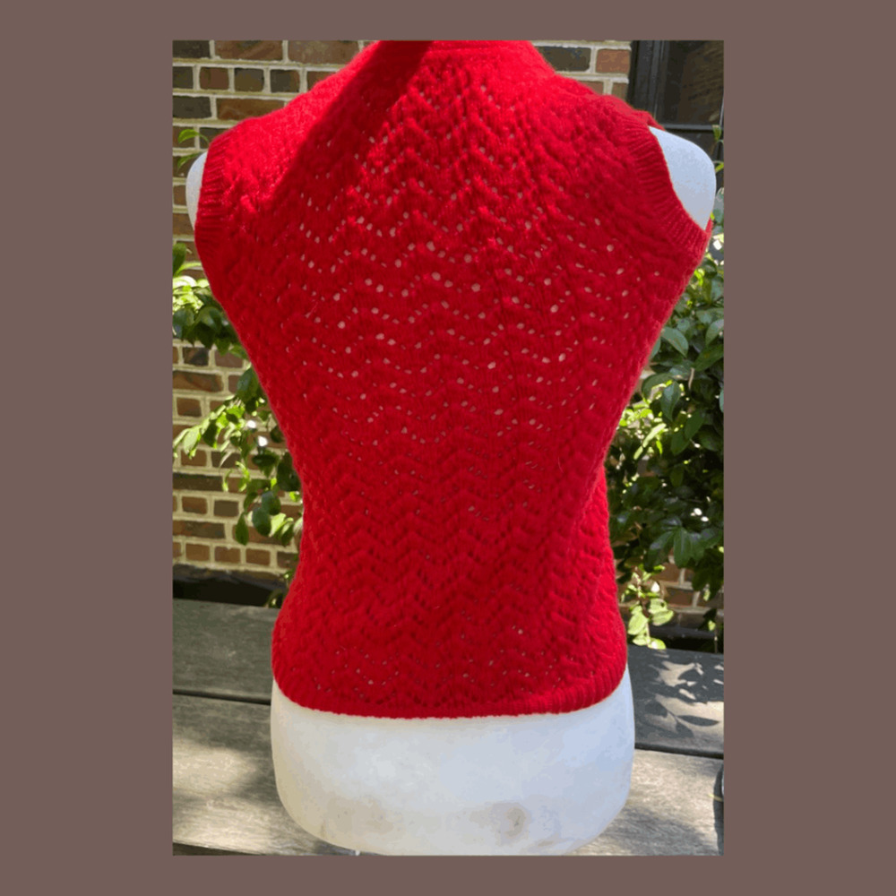 Handmade Knit Vest | Red Sleeveless | Size XS | Vintage - Picture 3 of 4